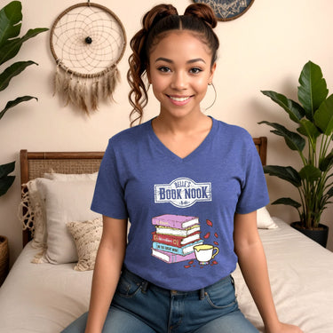V-Neck Heather True Royal Belle's Book Nook (Pre-Order)